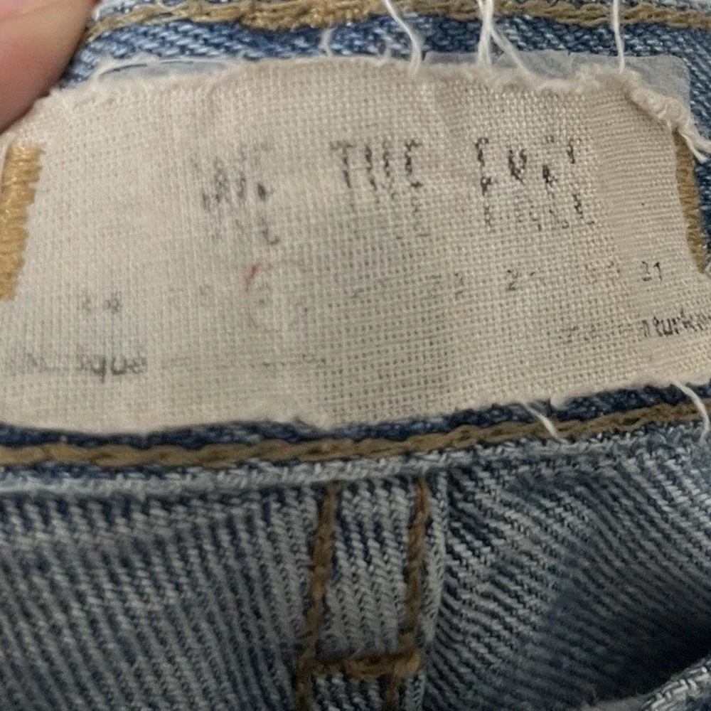 We The Free Jeans Women 28 Blue Distressed Straight Leg High Rise Button Fly Raw